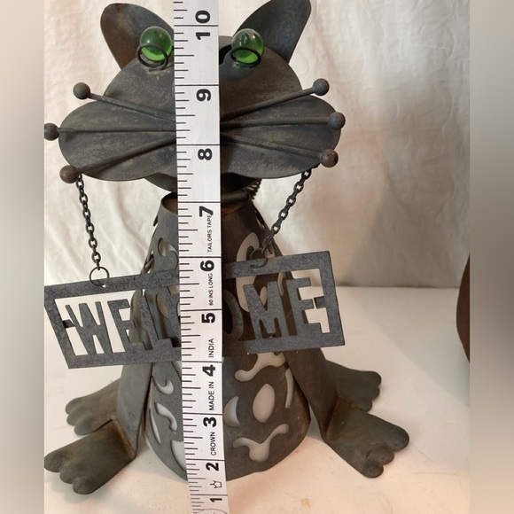 Steampunk Cat Welcome Art Metal Cat  Lantern Welded W/ Green Glass Eyes - Picture 16 of 16